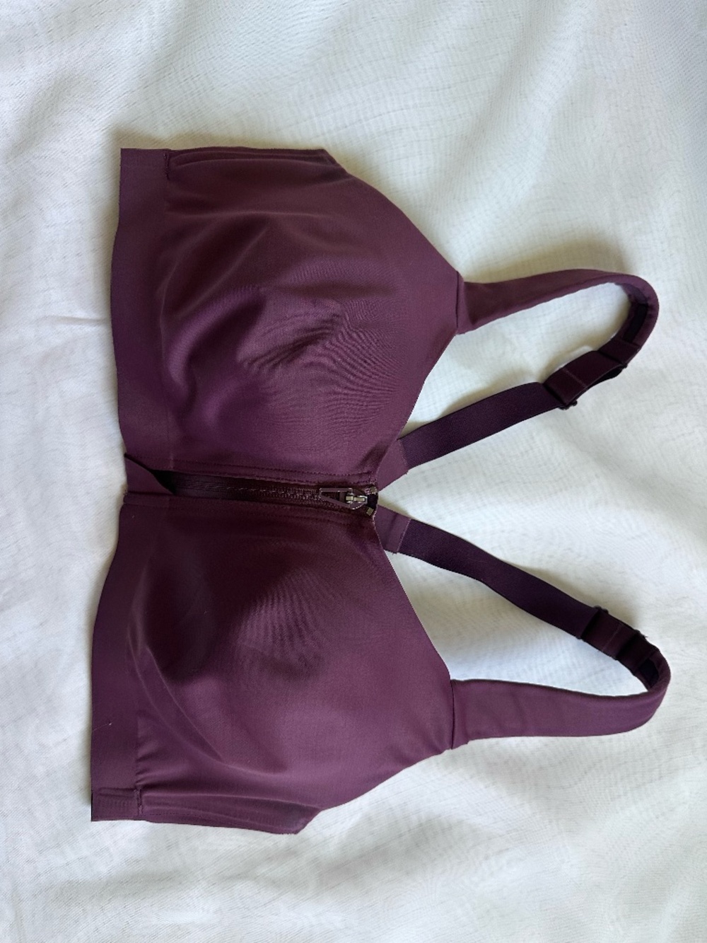 Plum Front‑Zip Sports Bra – High Support